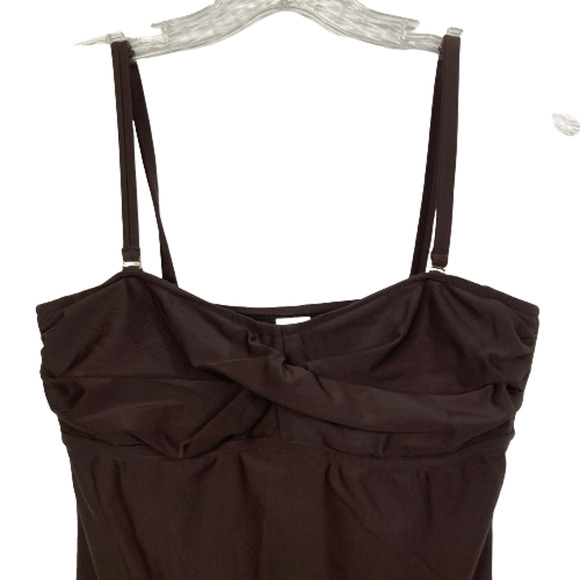 Sunsets Swim Top Womens Sz M Brown Twist Front Stretch Adjustable Strap Tankini - Picture 2 of 6